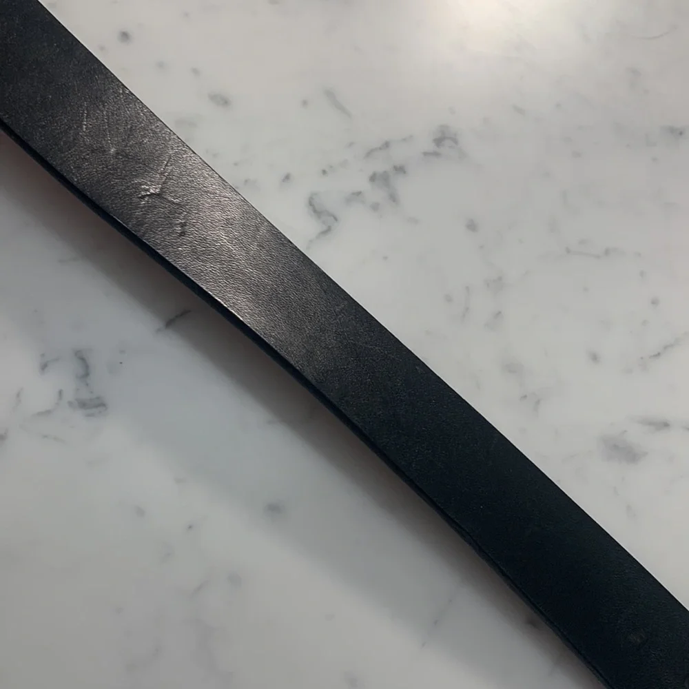 Etro Belt Size 100 Black Leather Belt with Silver Tone Buckle Mens